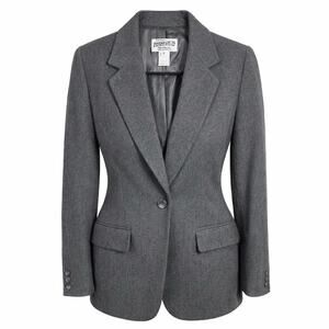 Pendleton Gray Wool Blazer Womens 14 Vintage USA Made 100% Virgin Wool Jacket